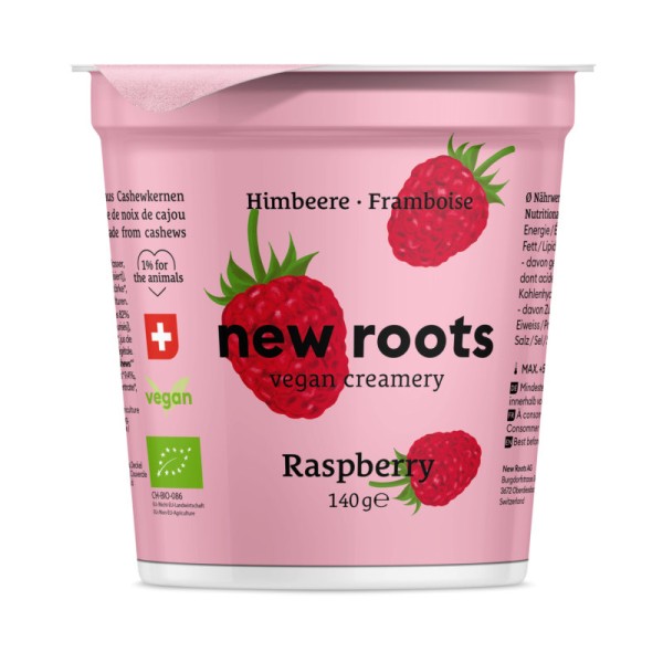 Pflanzliche Alternative zu Himbeer Joghurt Bio, 140g - New Roots