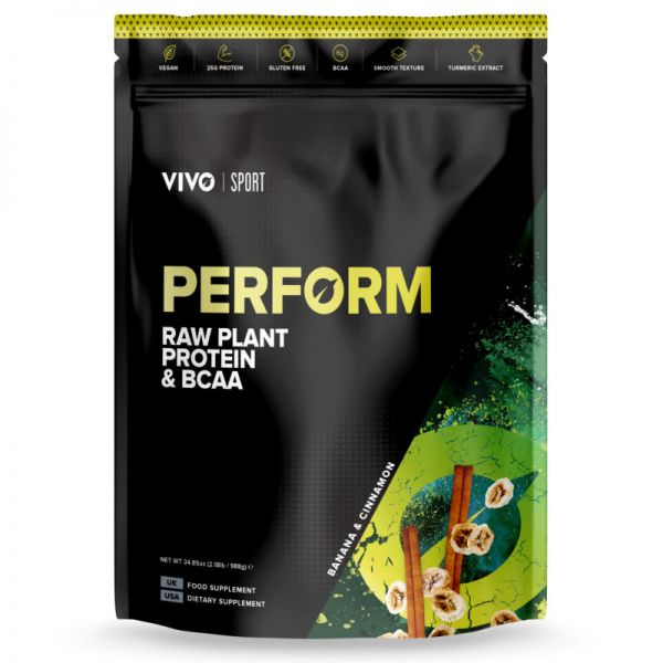 Perform Raw Plant Protein & BCAA Banana & Cinnamon, 988g - VIVO