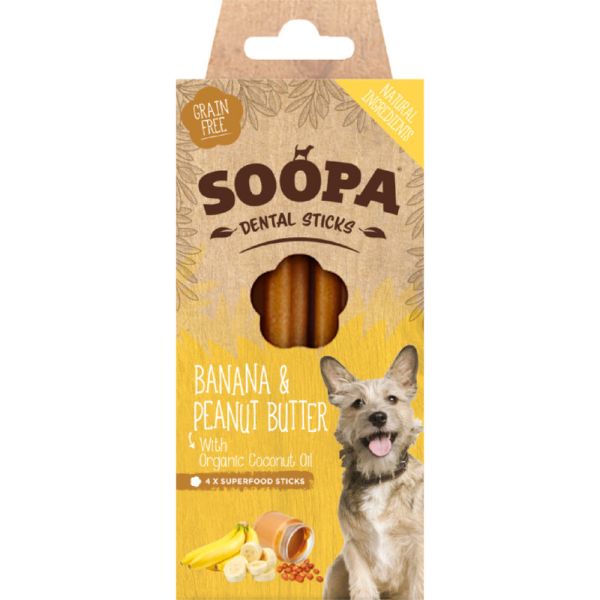Dental Sticks Banana & Peanut Butter, 100g - Soopa