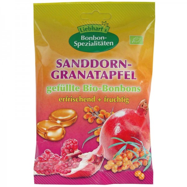 Sanddorn-Granatapfel gefüllte Bonbons Bio, 100g - Liebhart's