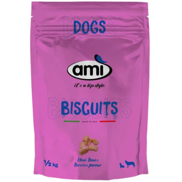 Biscuits Mini Bones Berries Flavour, 500g - Ami