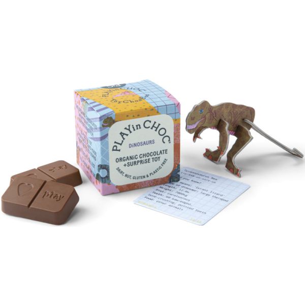 Schokolade + Spielzeug Dinosaurier Bio, 4 Stück - PLAYin CHOC