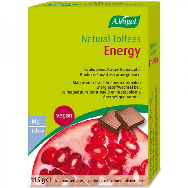 Natural Toffees Energy Kaubonbons Kakao-Granatapfel, 115g - A. Vogel