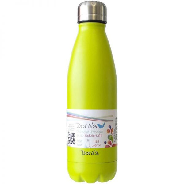 Thermoflasche aus Edelstahl hellgrün, 0.5l - Dora's