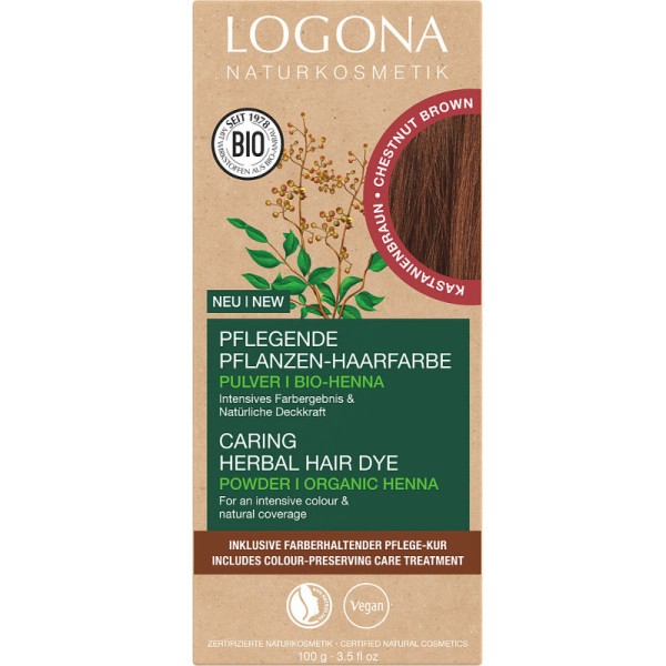 Pflegende Pflanzen-Haarfarbe Pulver Kastanienbraun, 100g - Logona